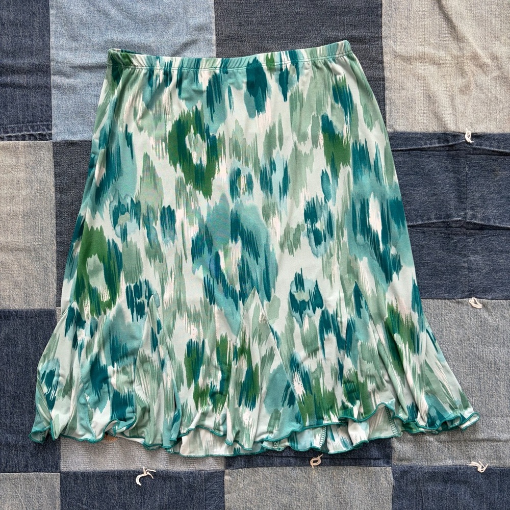 Worthington vintage ruffle watercolor abstract 90s skirt size M - Picture 3 of 6